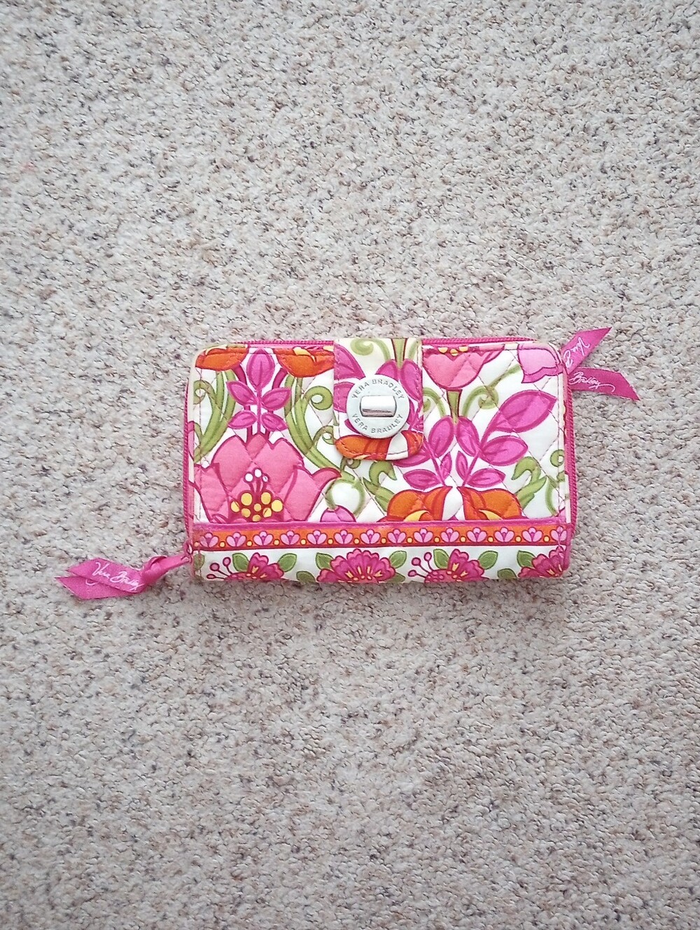 Vera Bradley Pink Orange And Green Floral Wallet